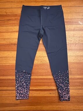 L.L. Bean Grey Leggings with Pink Confetti Hem